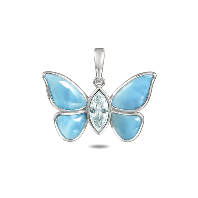 Butterfly Pendant, Sterling &amp; Larimar