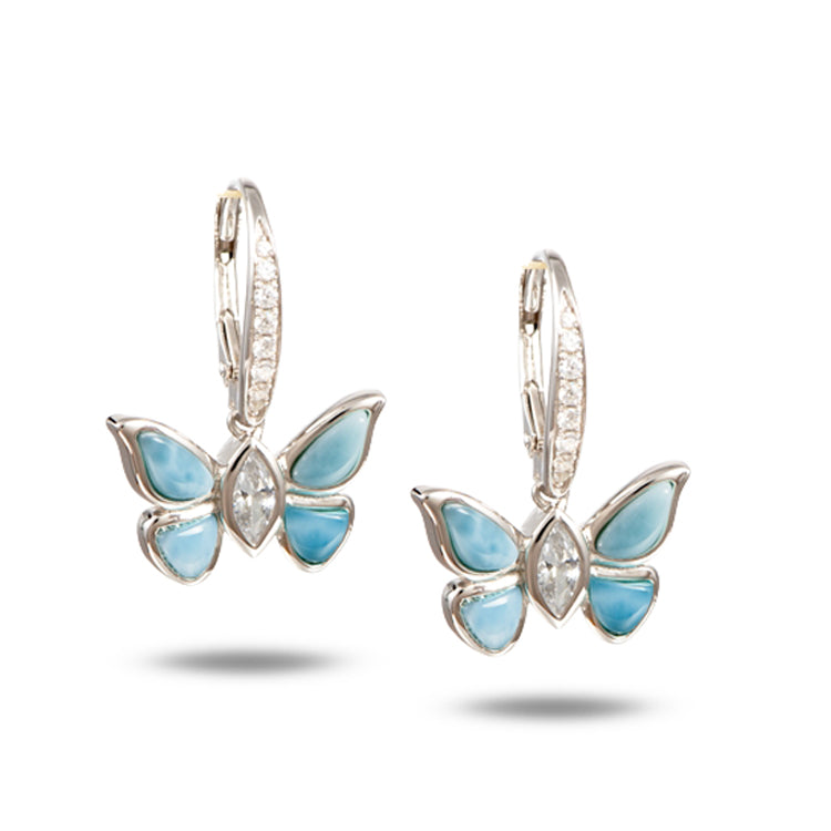 Butterfly Earrings, Sterling &amp; Larimar