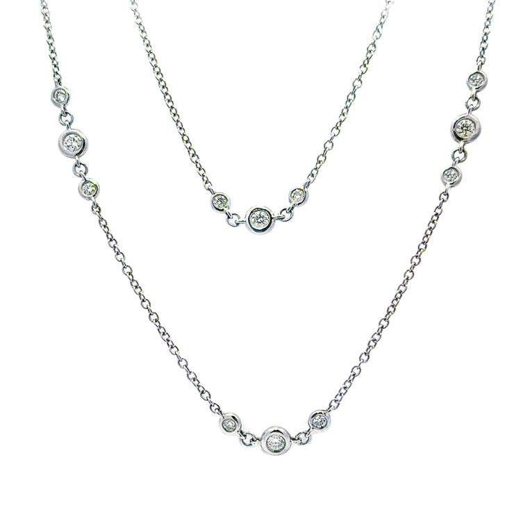 Diamond Station Chain Necklace, 14Kt