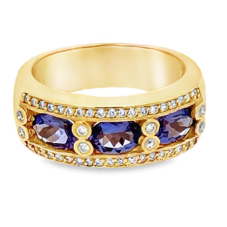 Tanzanite and Diamonds Ring, 14Kt