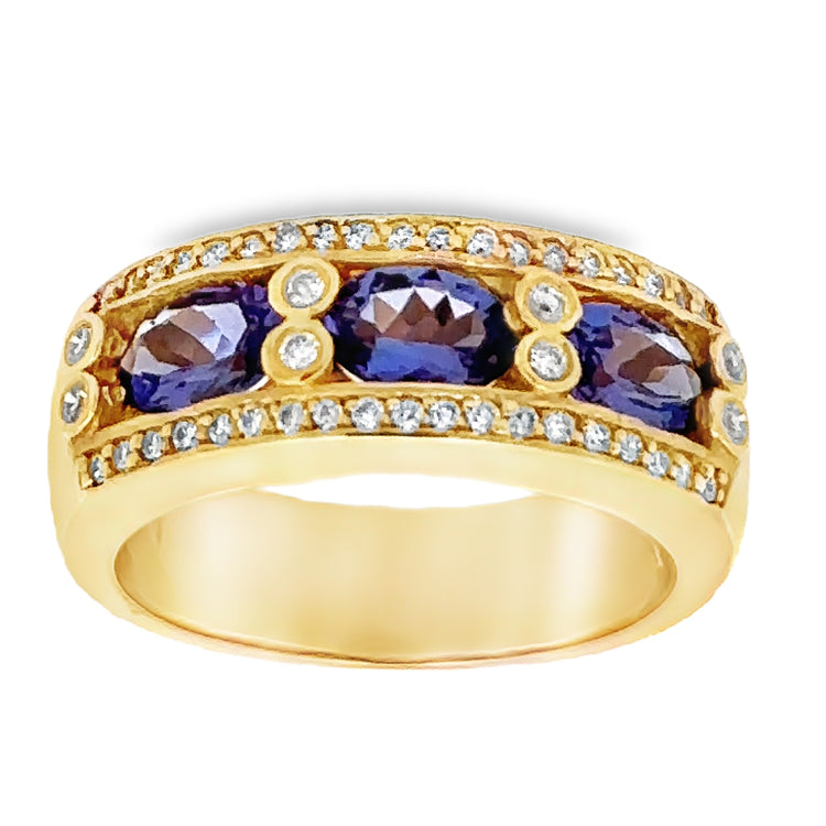 Tanzanite and Diamonds Ring, 14Kt