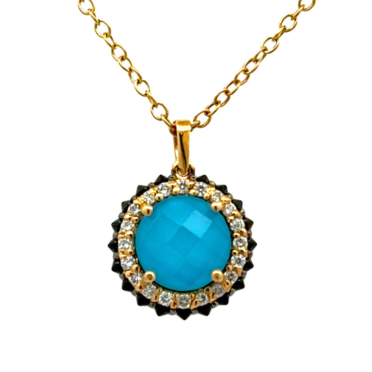 Turquoise, Diamond and Black Spinel Necklace
