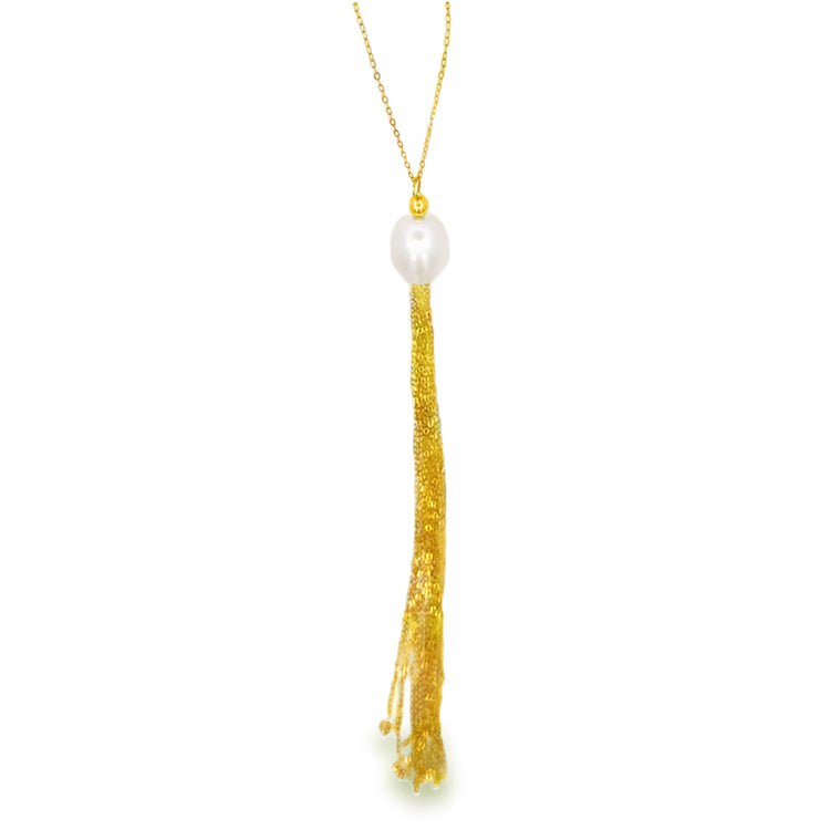 Pearl and Tassel Necklace, 18Kt