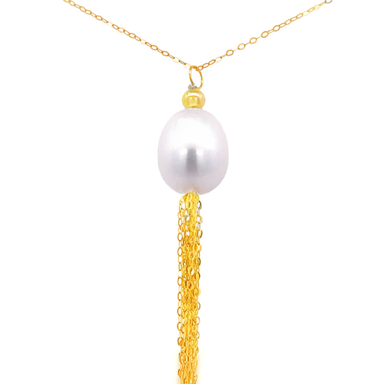 Pearl and Tassel Necklace, 18Kt