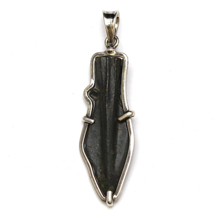 Ancient Greek Bronze Arrowhead Pendant, Sterling