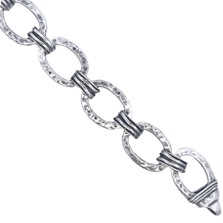 Hammered Oval Link Bracelet, Sterling