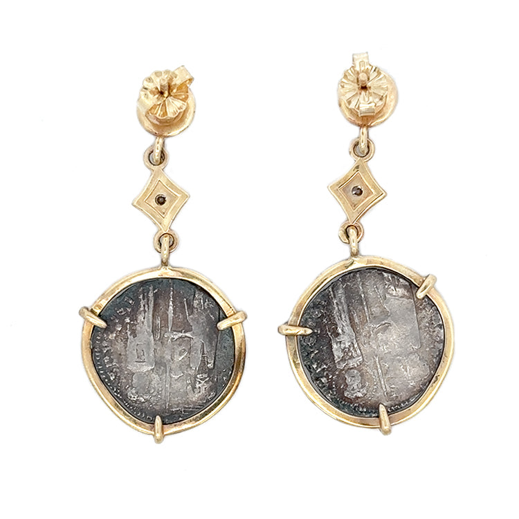 Ancient Roman Grosso Earrings, 14Kt