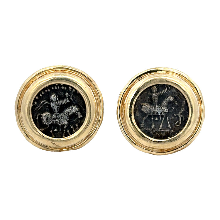 Indo-Scythian Drachm - Azes II Coin Cuff Links, Sterling &amp; 14Kt