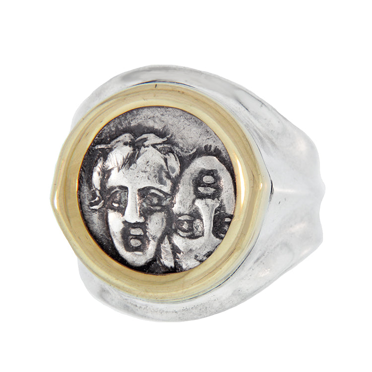 Ancient Greek AR Triobol - Istros , Sterling &amp; 18Kt Ring
