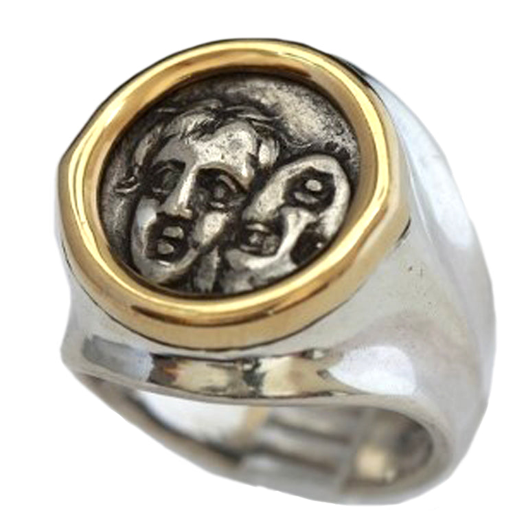 Ancient Greek AR Triobol - Istros , Sterling &amp; 18Kt Ring