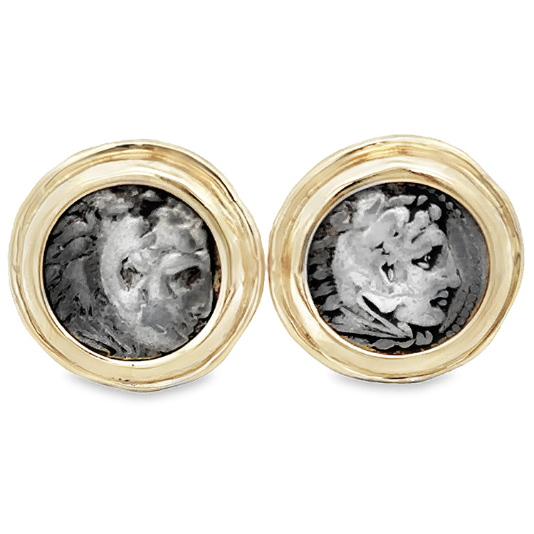 Ancient Greek AR Drachm - Cuff Links, Sterling &amp; 14Kt