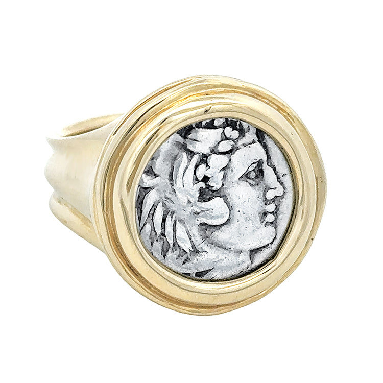 Alexander the Great Coin Ring, 14Kt