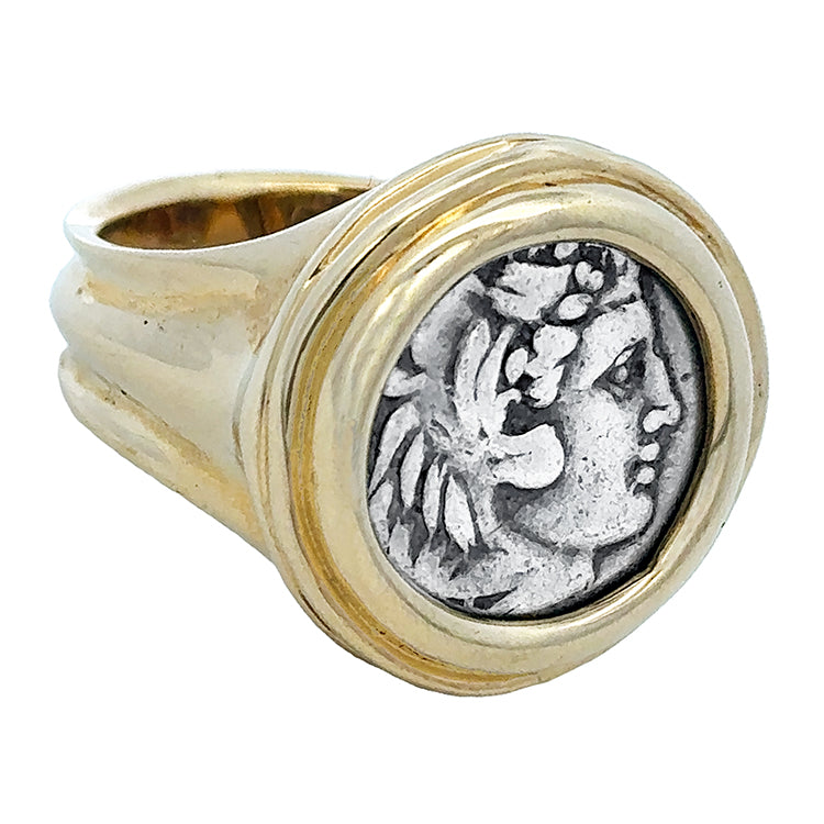 Alexander the Great Coin Ring, 14Kt