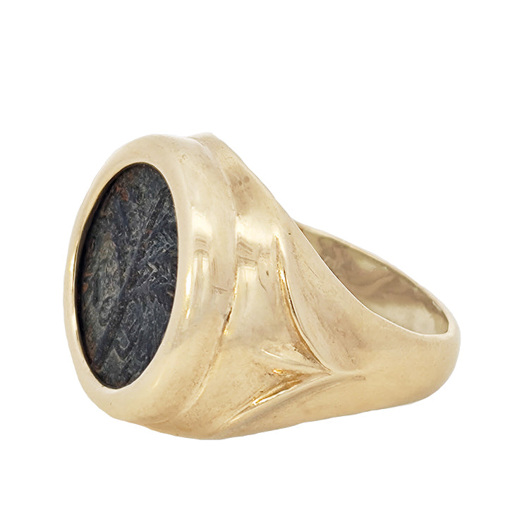 Bronze Half Ma-ah &quot;Bar- Kochba &quot; Coin In 14Kt Gold Ring