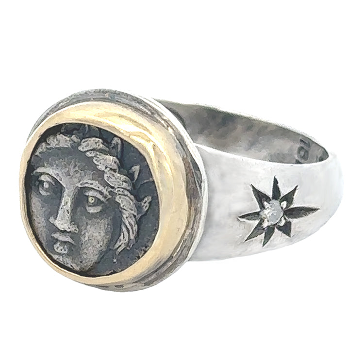 Ancient Greek Gorgoneion AR Drachma Ring