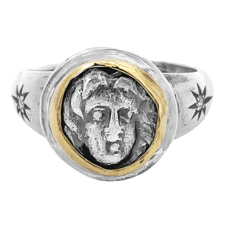 Ancient Greek Hemidrachm - Helios, Sterling &amp; 18Kt Ring