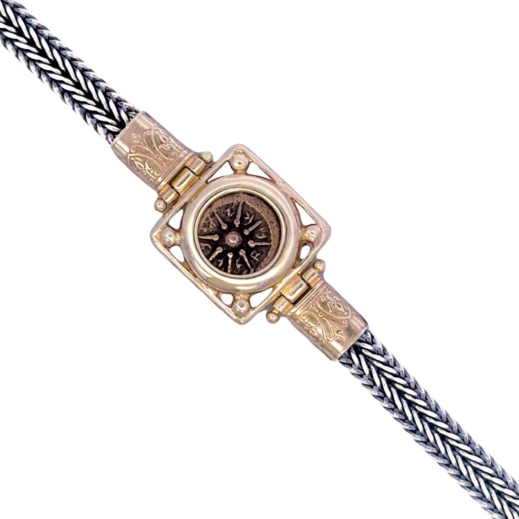 Ancient Judean Widow's Mite Bracelet Sterling & 14Kt