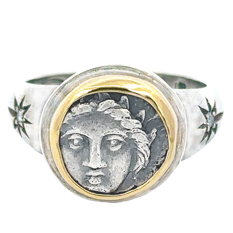 Ancient Greek Gorgoneion AR Drachma Ring
