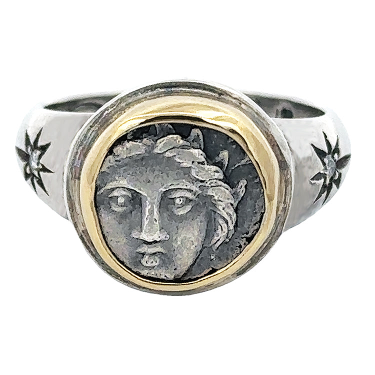 Ancient Greek Gorgoneion AR Drachma Ring