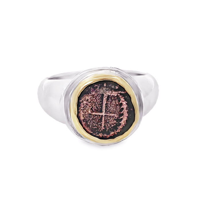 Theodosius II Coin Ring Sterling &amp; 18Kt