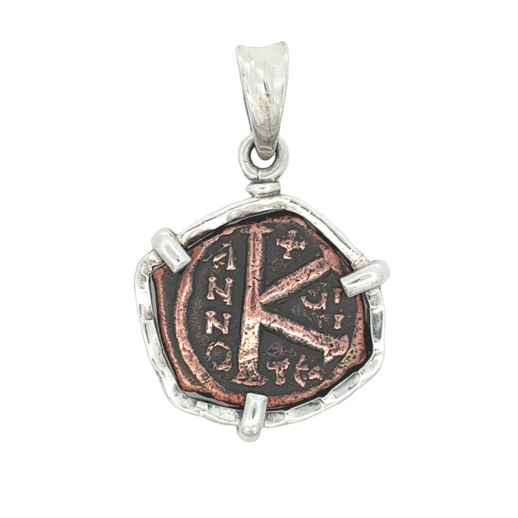 Byzantine AE 20 Nummia Coin Pendant, Sterling