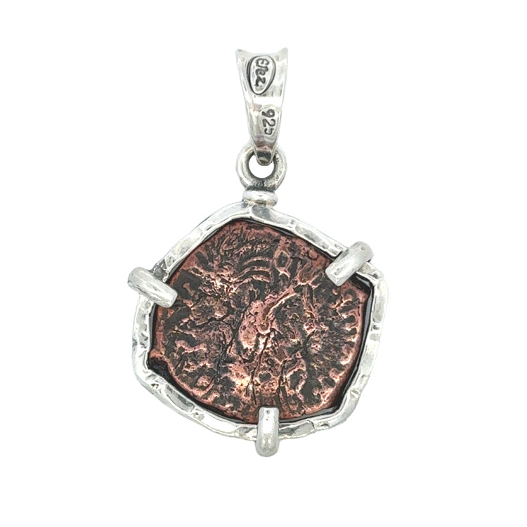 Byzantine AE 20 Nummia Coin Pendant, Sterling