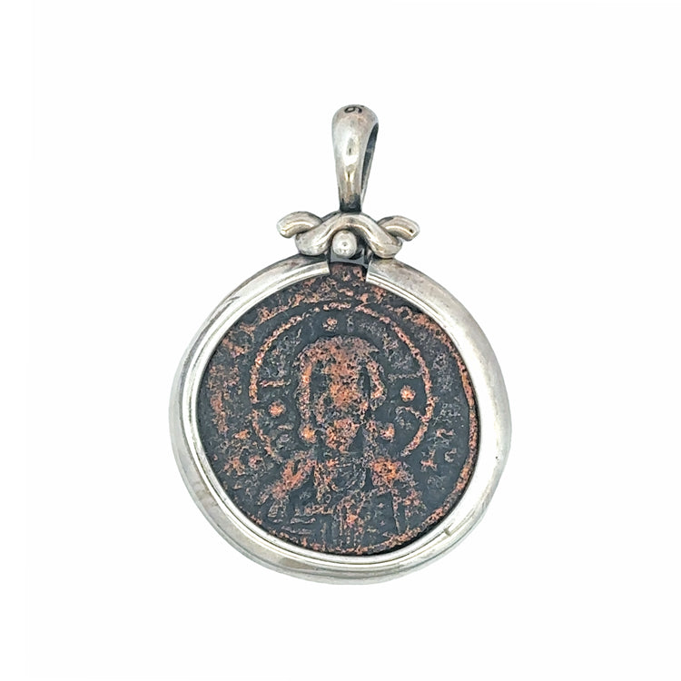 Anient Byzantine Christ Coin Sterling Silver Pendant