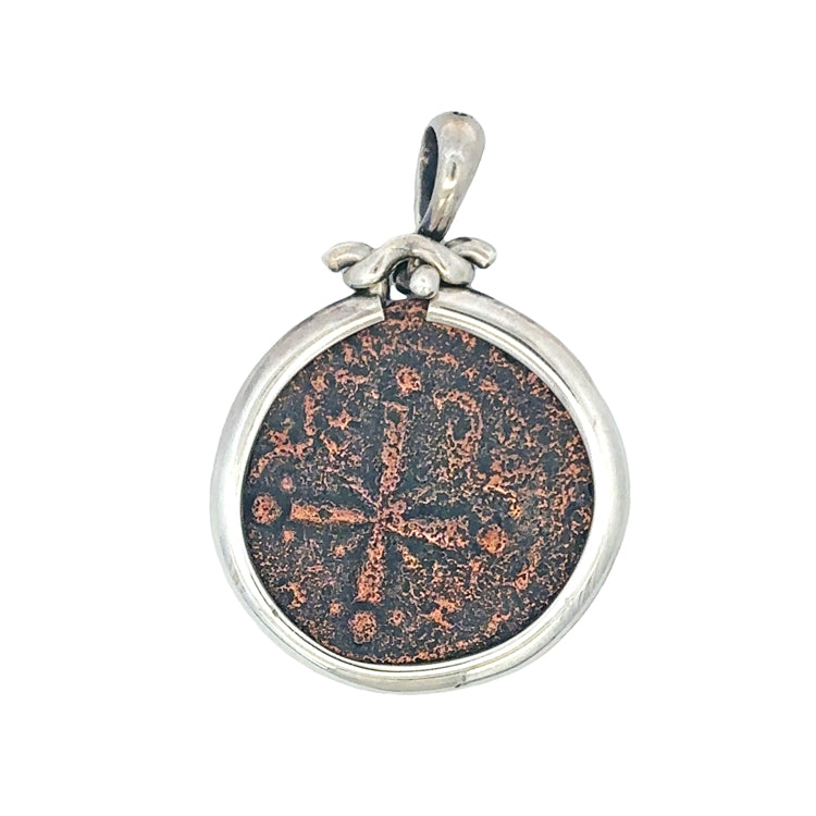 Anient Byzantine Christ Coin Sterling Silver Pendant