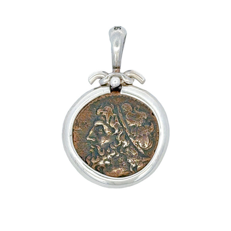 AE Bronze Poseidon Coin Pendant, Sterling