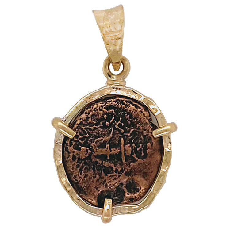 Ancient Judean Widow&#39;s Mite Pendant, 14Kt