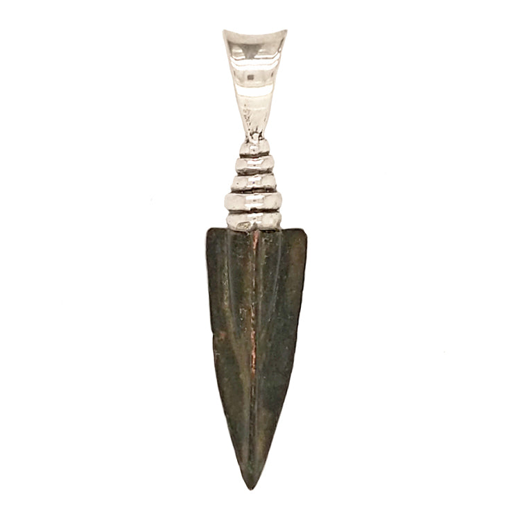 Ancient Greek Bronze Arrowhead Pendant, Sterling