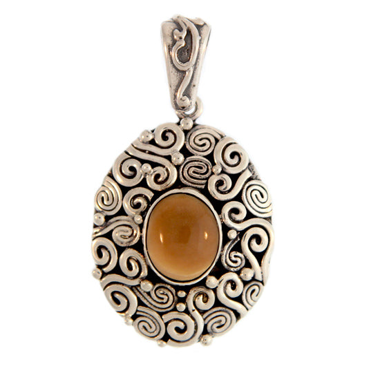 Sterling Silver and Fossilized Ivory Oval Pendant by Zealand