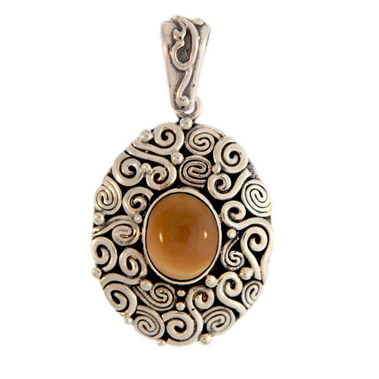 Sterling Silver and Fossilized Ivory Oval Pendant by Zealand