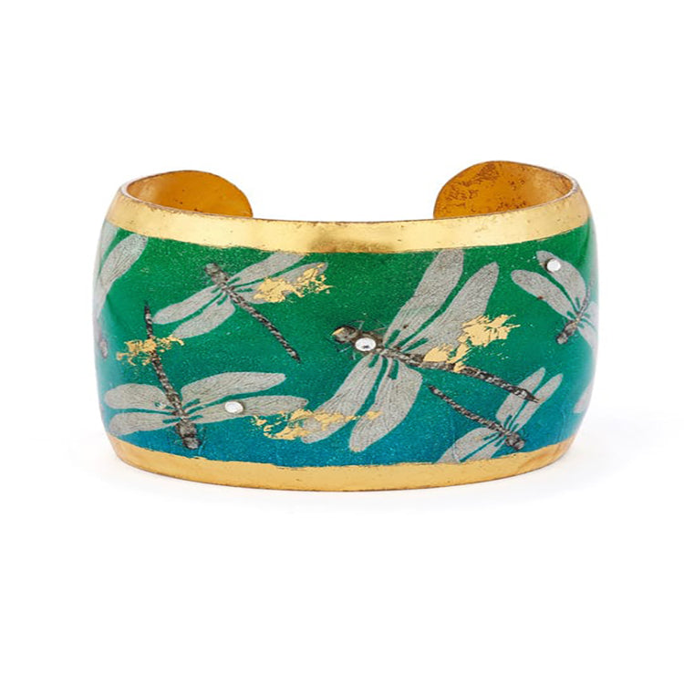 "Blue-Green Dragonfly" 1.5" Cuff Bracelet by Evocateur