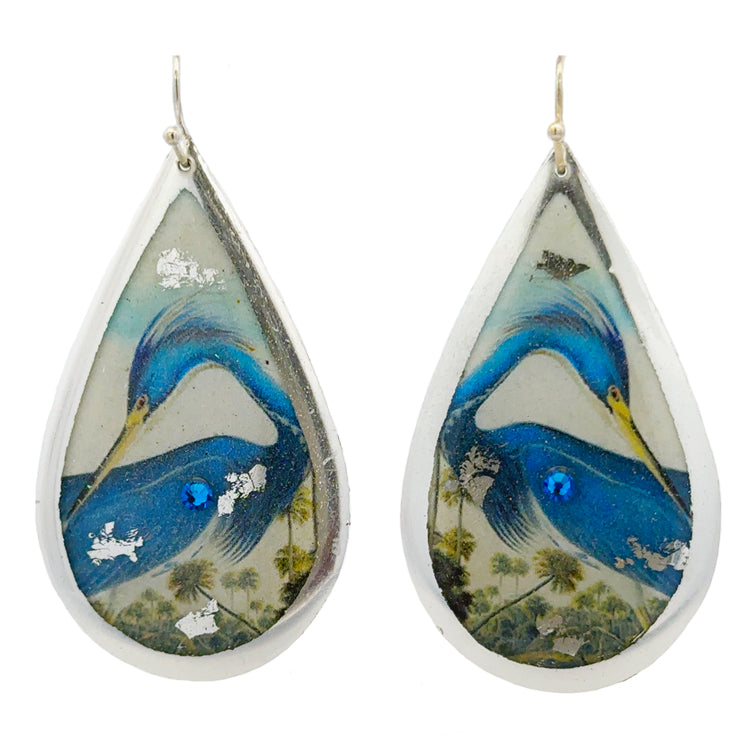 Earrings by Evocateur, &quot;Blue Heron&quot;