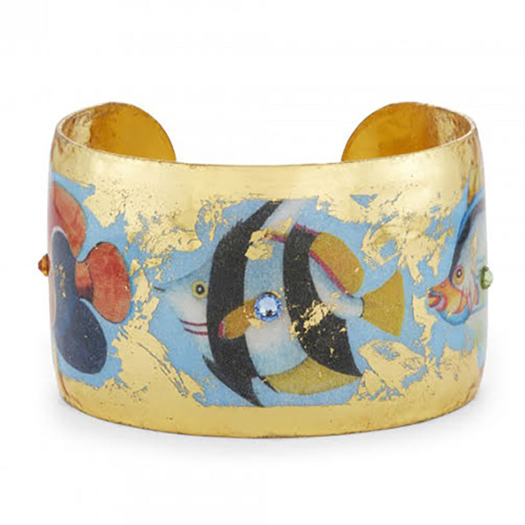 "Go Fish - Blue" 1.5" Cuff Bracelet by Evocateur