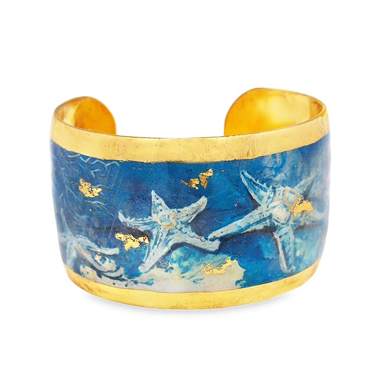 "Starfish Blue" 1.5" Cuff Gold by Evocateur