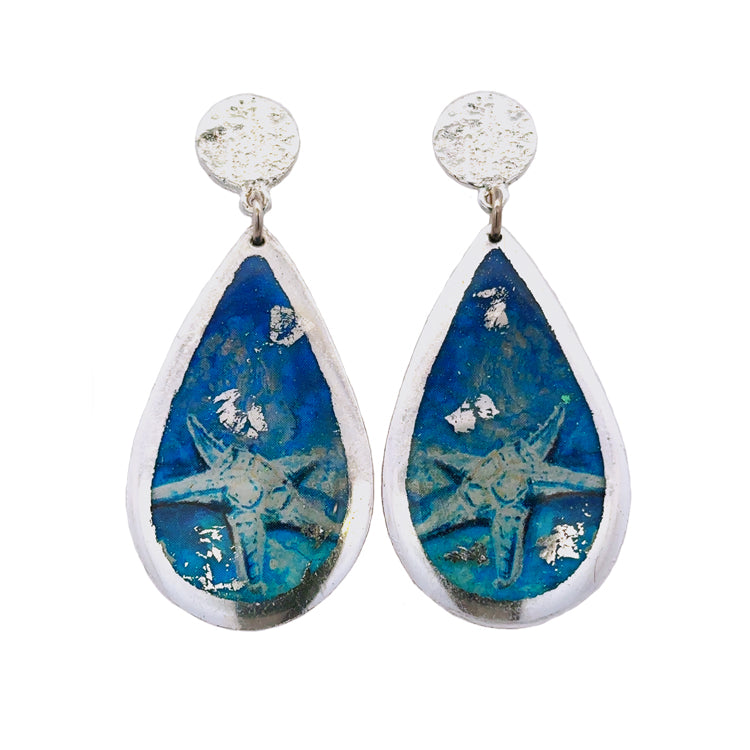 Earrings by Evocateur &quot;Starfish Blue&quot; Medium