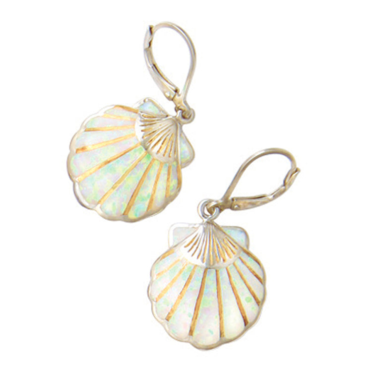 Scallop Shell Earrings, Sterling