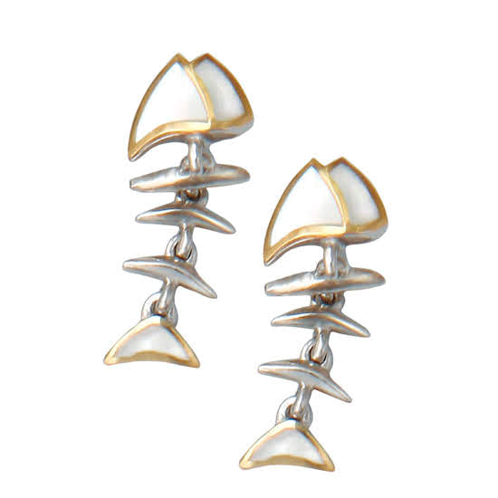 Fishbone Earrings, Sterling