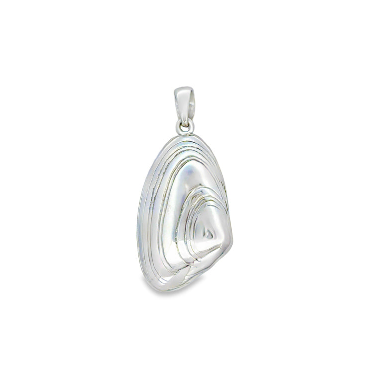 Coquina Shell Pendant, Sterling and Mother of Pearl with Opal