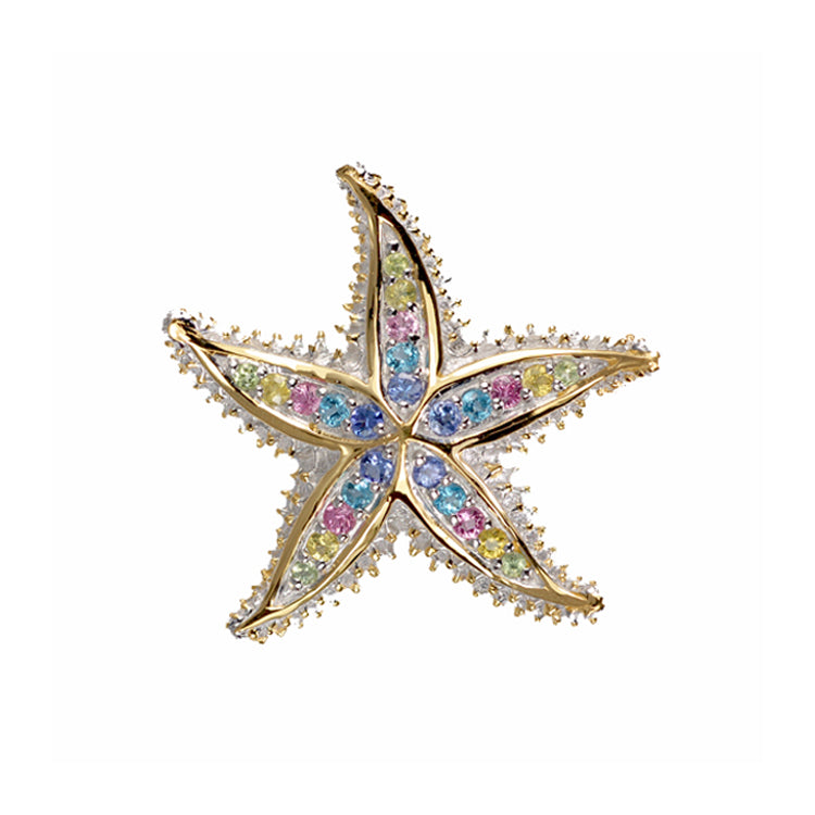 Medium Spikey Starfish Pendant, Sterling