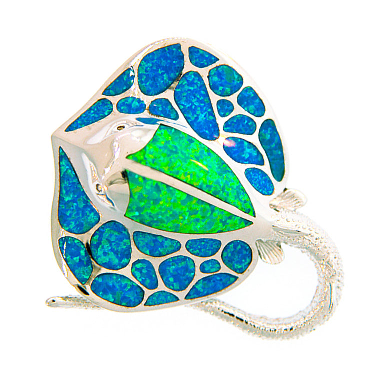 Stingray Pendant, Sterling and Opal