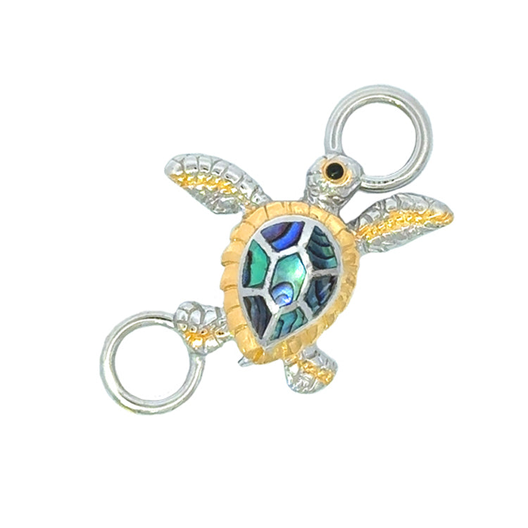Turtle Bracelet Topper, Sterling and Abalone