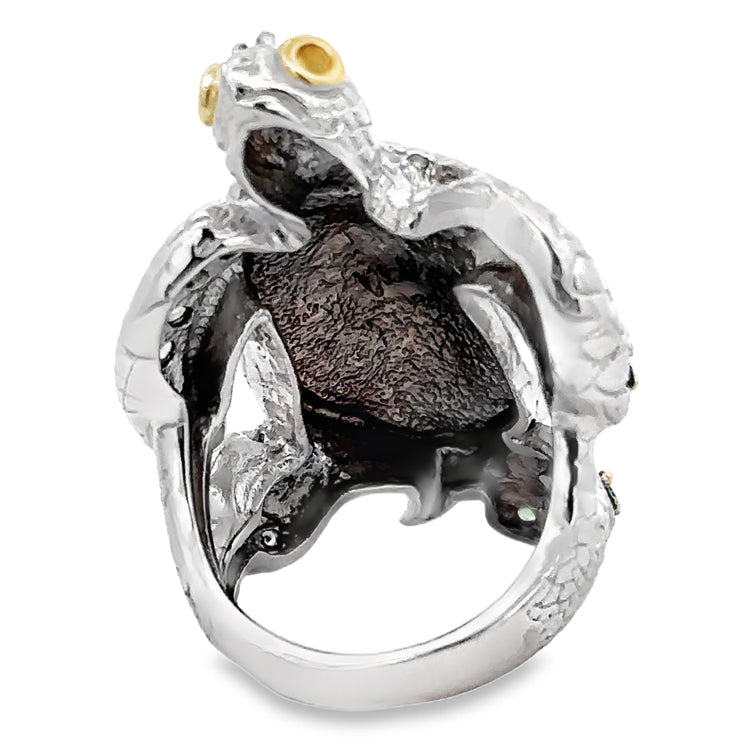 Turtle Ring Sterling and 18Kt