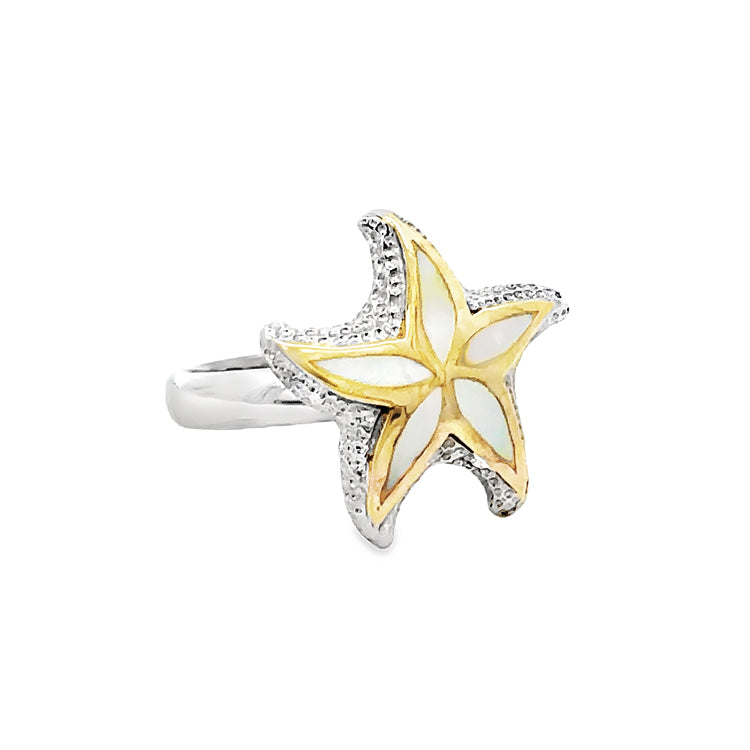 Small Floating Starfish Ring, Sterling