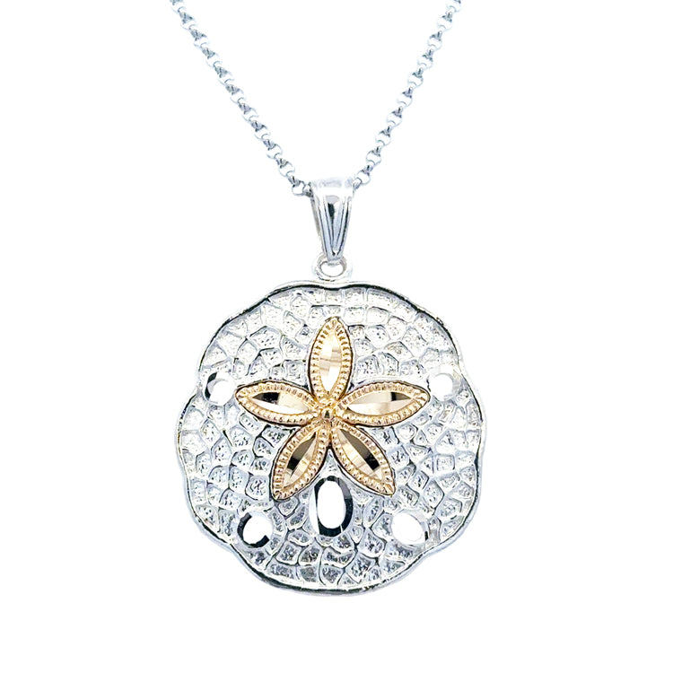 Sand Dollar Necklace, Sterling &amp; 14Kt