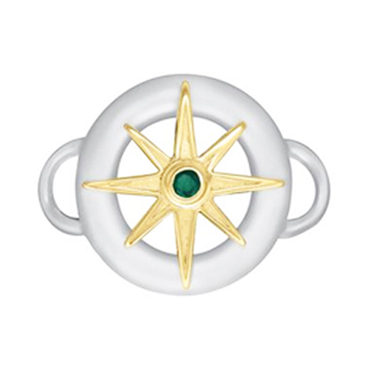 Circle and Star Bracelet Topper, Sterling &amp; 14Kt
