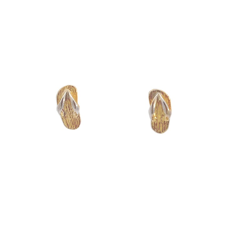 14Kt Gold Two Tone Flip Flop Post Earrings.