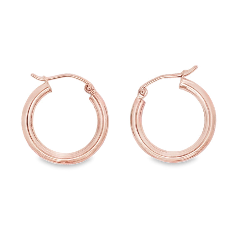 14kt Rose Gold 2.5 x 19mm Tube Hoop Earrings.